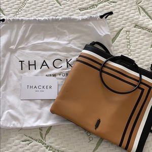 Thacker New York Tan and Black Stripe Crossbody Bag